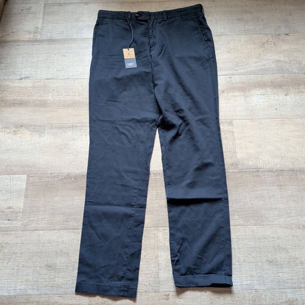 ​NWT Faherty Brand Reserve Cotton Linen Trouser Navy Blue Size 33 MSRP $248